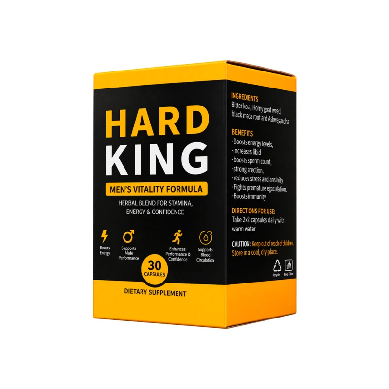 Hard King — capsule box, side view with ingredients and directions